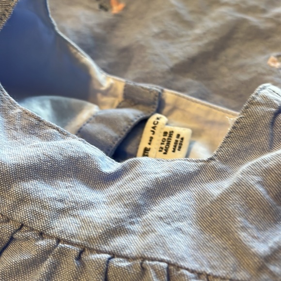 Janie and Jack Blue Chambray Floral Dress 3/4 sleeve - Picture 4 of 4